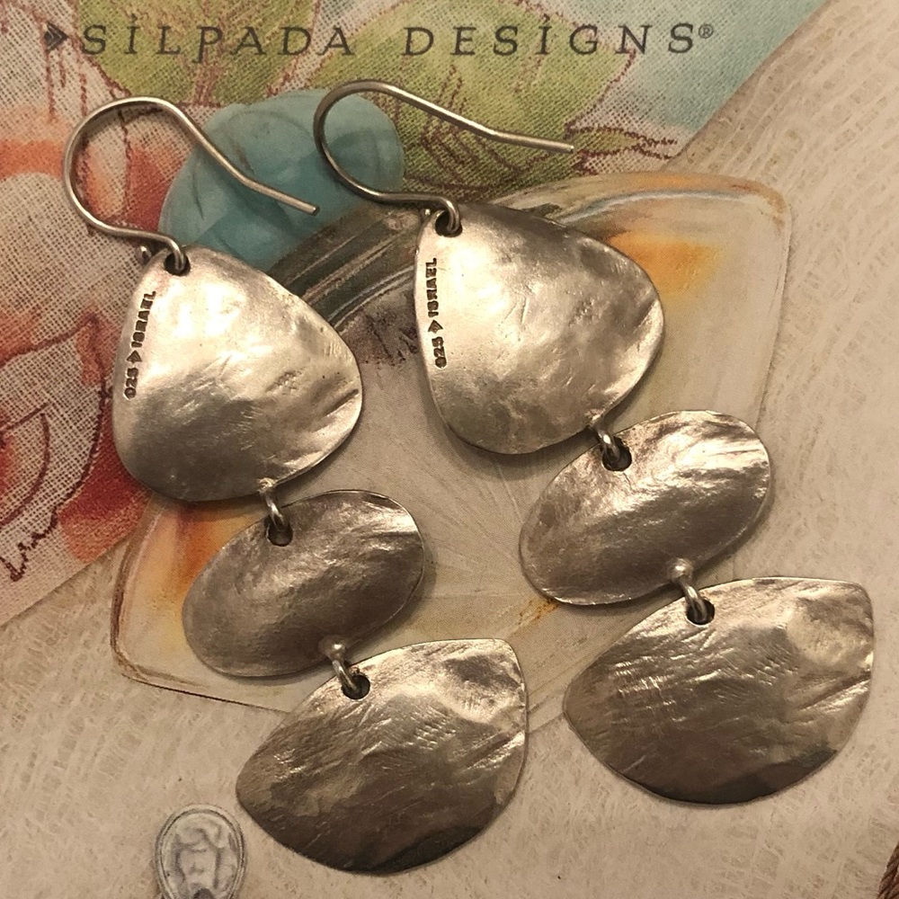 Vintage Silpada Sterling Silver Three-Tier Disc Rendezvous Earrings W2842
